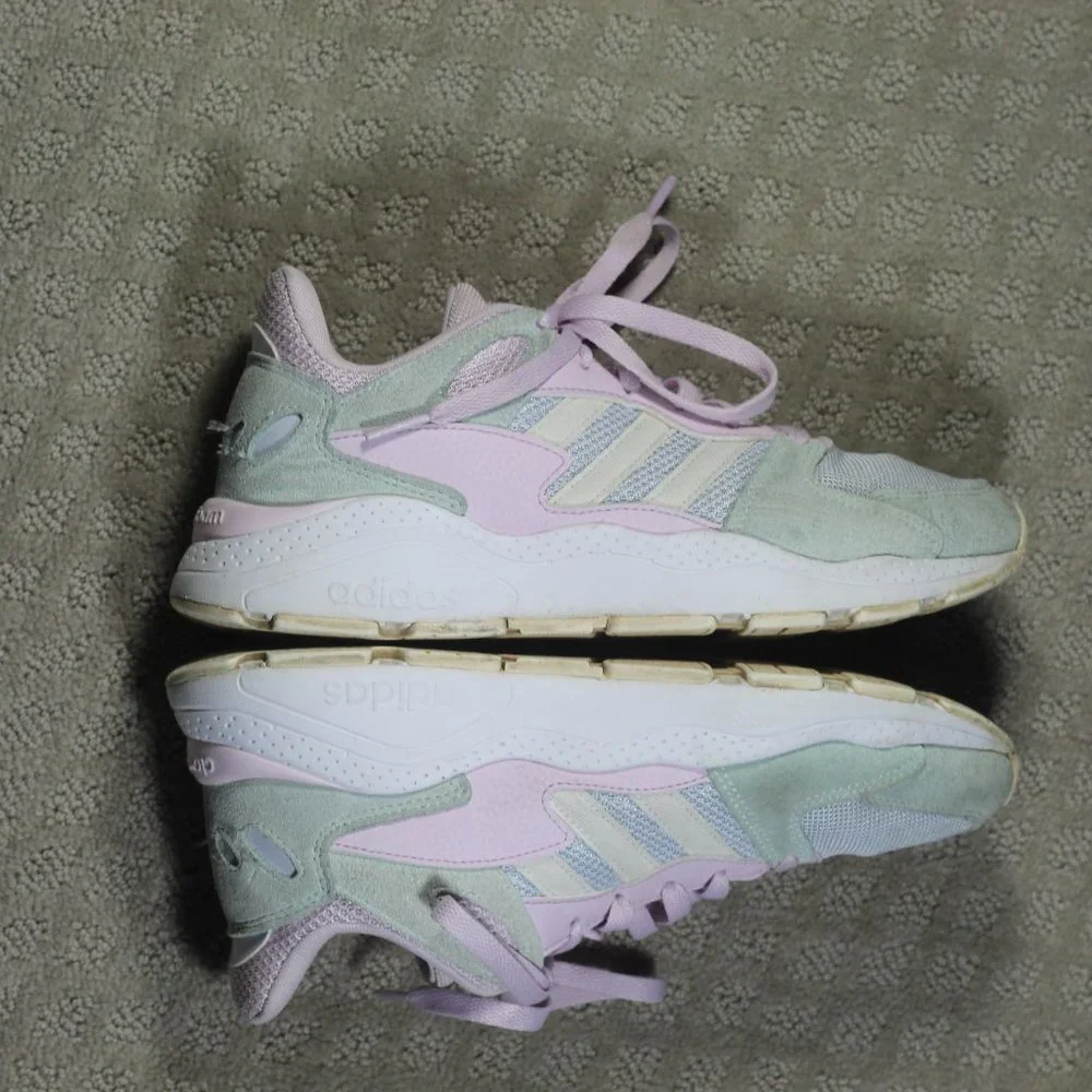 Adidas Cloudfoam  Size 8.5 Light Pink and Grey Athletic Sneakers